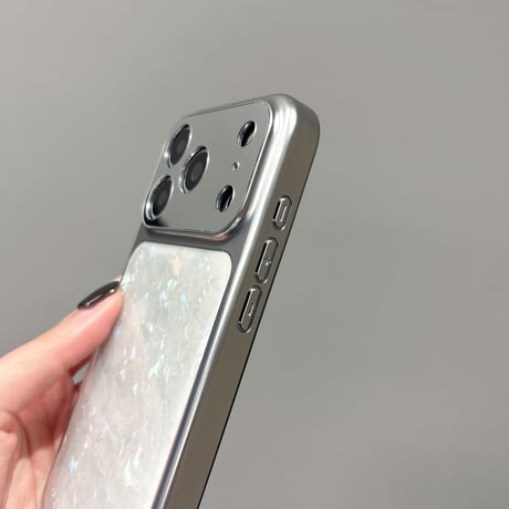 シェル柄 iPhone17pro/17ケース メッキ iPhone16promax/15/14カバー シンプル 光沢感[M6219]