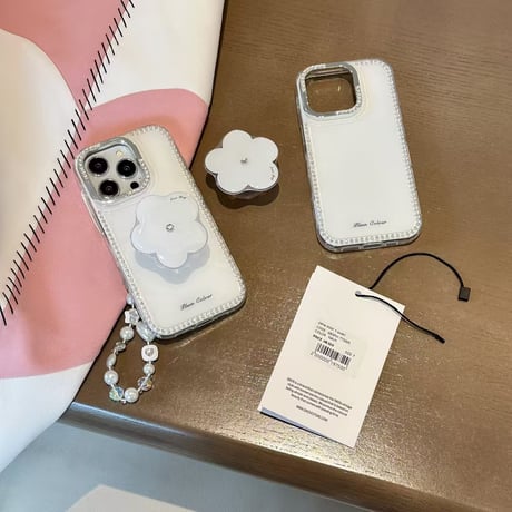 ダイヤ花グリップ iPhone16pro/16ケース ジュエリー iphone15pro/14/13/12proカバー  ストラップ 綺麗 上品高級感[M5121]