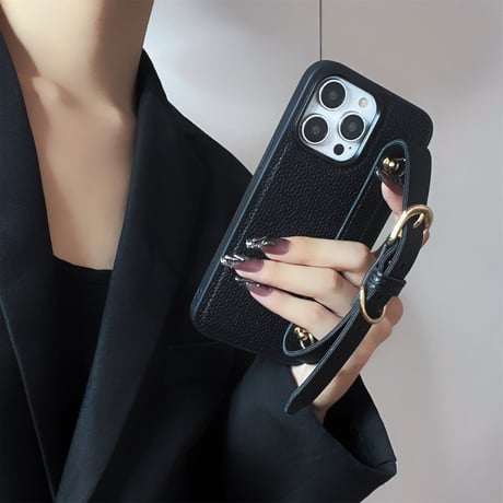 iPhone15/15proケース レザー ベルト付き シック iphone14/12/13カバー ファッション 便利[M3511]