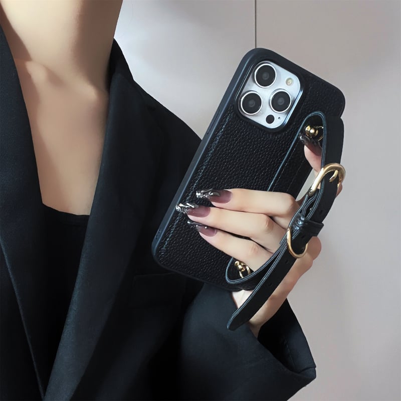 iPhone15proケース レザーベルト付き iPhone15/15proケース レザー ベルト付き シック iphone14/12/13カ