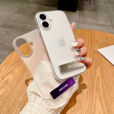 スタンド付 iPhone16plus/16proケース マット 指紋防止 iPhone15Promax/14/13miniカバー 薄型軽量 シンプル [M5403]