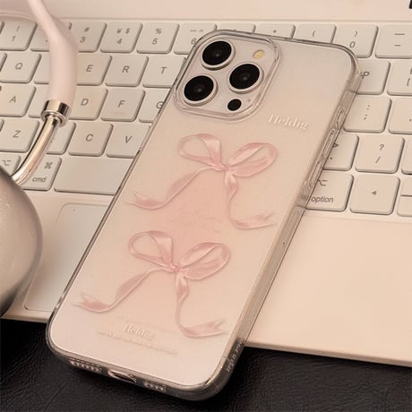 ピンクリボン iPhone15/15pro/15plusケース クリアアイフォン14pro/13/12カバー 使いやすい [M4232]