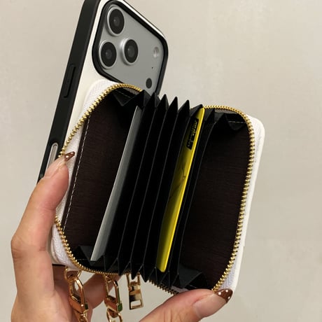 カード収納 iPhone17Pro/17ProMaxケース 肩掛けショルダーストラップ付 iPhone17/16pro/15ケース 高級感 レザー製 [M5877]