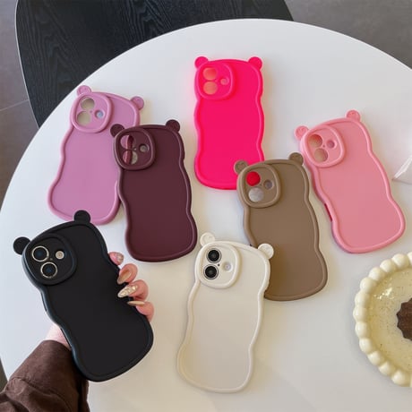 耳付 シリコン iPhone16pro/16plusケース うねうね iPhone15pro/14/13proカバー シンプル 可愛い [M4972]