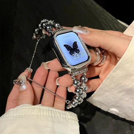 パール アップルウォッチバンド キラキラ Ultra2/1/SE(第2/1世代)/Series9/8/7/6/5/4/3/2/1 AppleWatchベルト 女子力高い[M4603]
