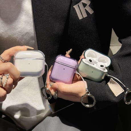 黄ばまない Airpods 4ケース リング付 高透明 AirpodsPro2ケース  シンプル風  airpods3カバー お揃い 全面保護 6色お揃い [M4769]