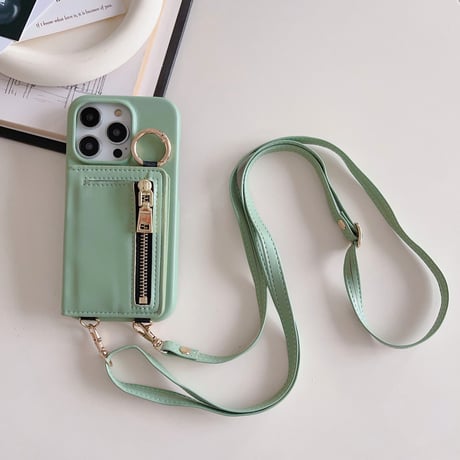 iPhone15/15proケース カード収納/小銭入れ  レザー アイフォン14/13/12ケース ストラップ 高品質 多機能[M3536]