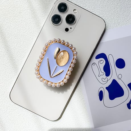 チューリップスマホグリップ  真珠 金属 オシャレ シック スタンド 可愛い 粘着タイプ 可愛い キラキラ 全機種対応 ギフトにおすすめ[M2570]