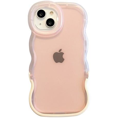 スタンド付波紋枠 iPhone13/14ケース 指紋防止マットクリア アイフォン12pro/11カバー シンプル 黄ばまない 頑丈 男女向け[M2987]