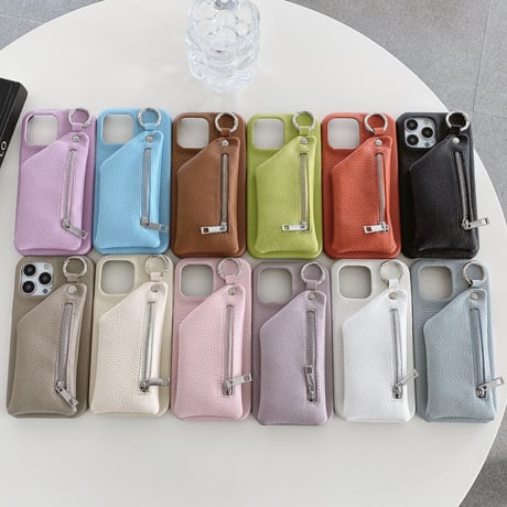 小銭入れ付き アイフォン15/14proカバー 革製 iPhone13mini/12/11proカバー 高品質 12色 スタンド 小銭/カード/お札/鍵収納可[M3233]