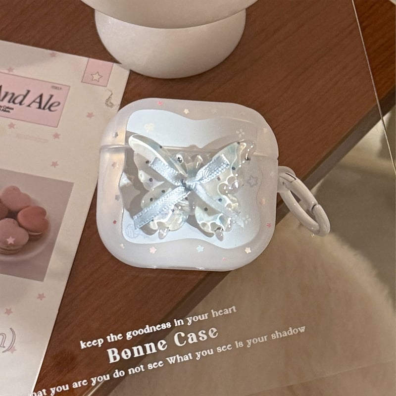 蝶デコ Airpods Pro3ケース ホワイト Airpods 4/3カバーケース Airp