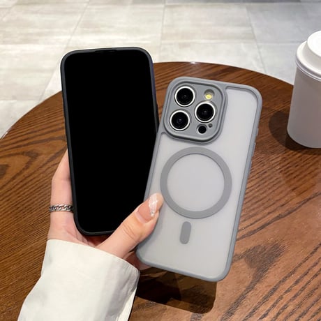 指紋防止 iPhone15Pro/15promaxケース Magsafe対応 iPhone14pro/13promaxケース 軽量 頑丈気[M4481]