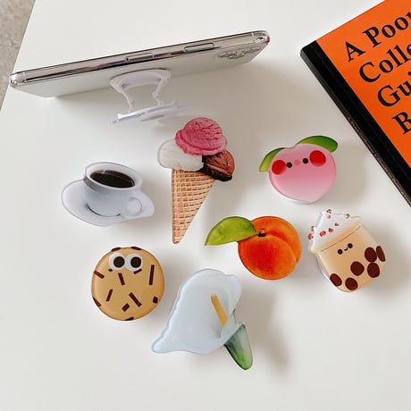 可愛い食べ物スマホグリップ  コーヒー アイスクリーム ポップソケットスマホソケット  タンド機能付き  落下防止 全機種対応 M611