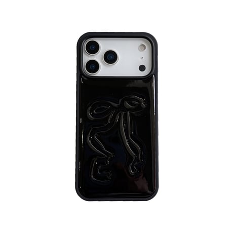 リボン iPhone18Pro/17Proケース レザー レッド/ブラック iPhone17/16Pro/15/14ケース 光沢感 可愛い エレガント[M6650]