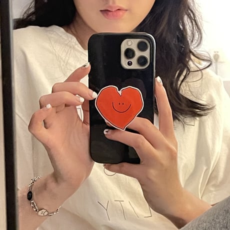 笑顔のグリップ付アイフォン13/12promaxケース  艶カラー iphoneXS/11promaxカバー  落下防止 可愛いM1393