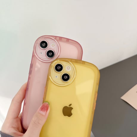 シンプル透明 iphone14/13ケース  耐衝撃枠 iphone12/11カバー   高級感 可愛い円形カメラレンズ枠 [M1933]
