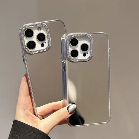 メイク直し鏡 iPhone16pro/17ケース ジュエリーデコ iPhone15pro/14plus/13promaxカバー  高級感 丈夫 [M5503]