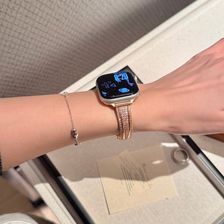 上品 AppleWatchバンド キラキラダイヤ  AppleWatchベルト Series 11/10/9/8 SE3/2  Ultra3/2/1 メタルリック 高級感たっぷり[M6475]