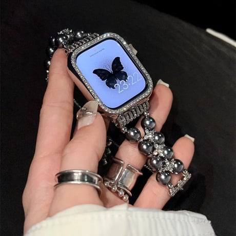 パール アップルウォッチバンド キラキラ Ultra2/1/SE(第2/1世代)/Series9/8/7/6/5/4/3/2/1 AppleWatchベルト 女子力高い[M4603]