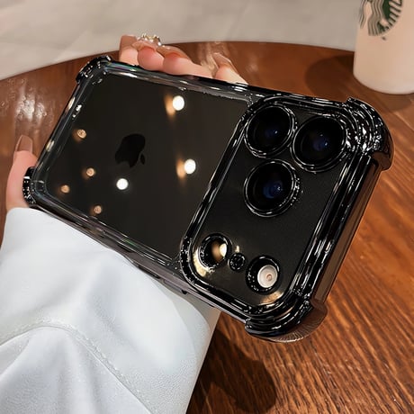 耐衝撃 iPhone17pro/17promaxケース レンズ保護カバー付 iPhone17/17Airカバー 黄ばまない メッキライン[M5645]