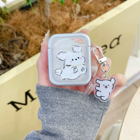 走っている犬 Airpods 4ケース  かわいい Airpods3/Pro2ケース airpodsproカバー 頑丈 キーホルダー付 プレゼントにおすすめ[M5080]
