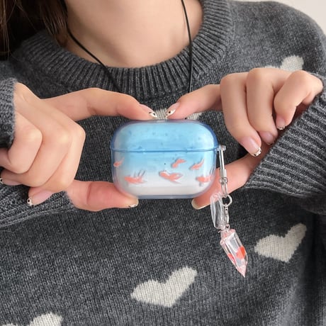 ニシキゴイ 観賞魚 Airpods４ケース めっちゃかわいい Airpods3/pro2カバー 錦鯉キーホルダー付 プレゼントにおすすめ 男女兼用[M4852]