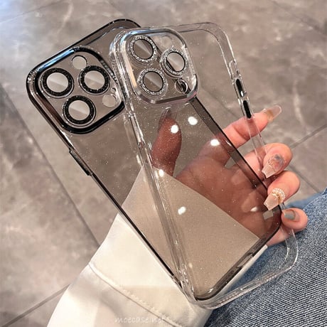 キラキラレンズカバー iPhone16pro/16Plus/16ケース  高透明 ラメ入り iPhone15Pro/15ProMaxカバー  オシャレ 薄型 高級感 耐衝撃加工 [M2451]