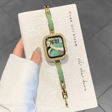 レザーとメタル AppleWatchバンド 高級感 上品アップルウォッチバンド Series11/10/9 8 7 6 5 4  3 2 SE3 SE2 Ultra3 セレブ愛用[M6368]