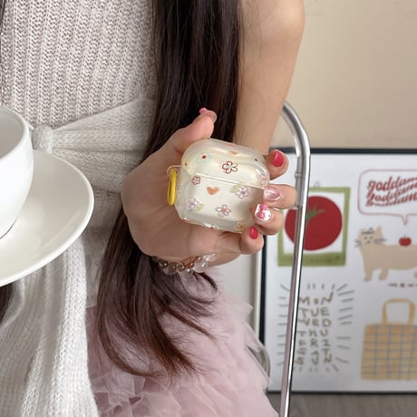 韓国っぽい Airpods4ケース 花柄 AirpodsPro2ケース エアーポッズ3/2 かわいい ギフトにおすすめ[M5559]