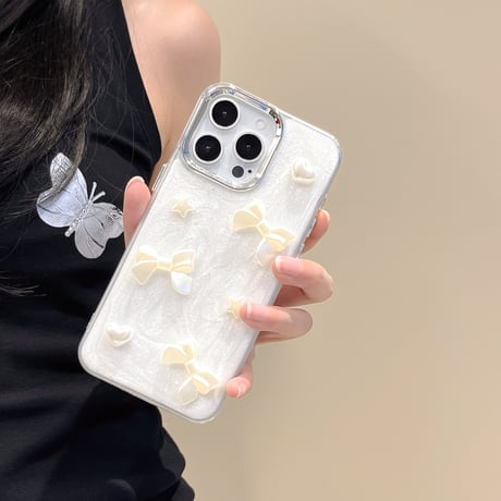 リボン アイフォン15Pro/15ケース エレガント iPhone14promax/13/12proケース トレンドファッション[M4445]