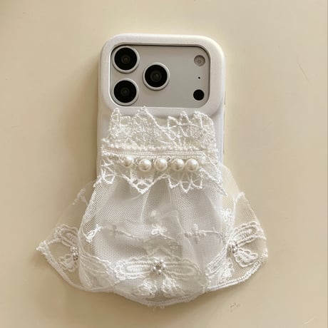 ウェディングドレス iPhone17Pro/17ケース パール レザー製 iPhone16Pro/15/14/13proカバー 可愛い 存在感抜群 オシャレ[M5875]