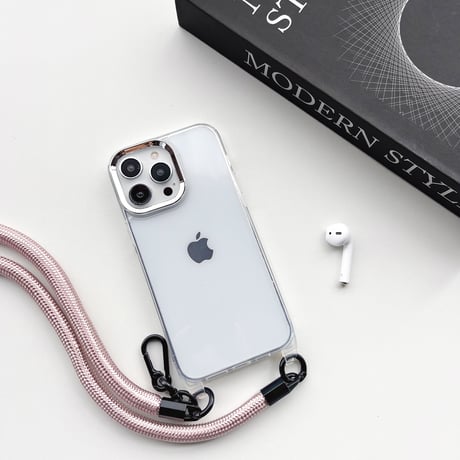頑丈肩ひも iPhone14/13promaxケース 高透明 アイフォン12pro/11カバー 便利 首掛け/肩掛け  カラビナ付 お揃い[M3222]