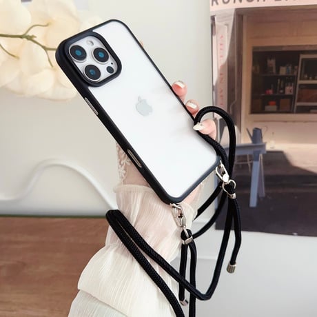 iPhone16/16Proケース ショルダー付 クリア iPhone15/14promax/13proカバー 便利 [M4613]