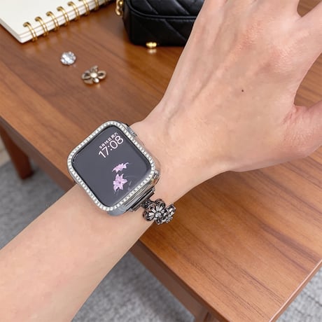 ダイヤデコ花  AppleWatchバンド 通気性よい AppleWatchベルト Series 11/10/9/8 SE3/2  Ultra3/2/1 高級感高品質 おしゃれ[M6413]