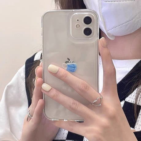 可愛いマスク iphone13mini/13promaxケース  クリア iphone12/11promaxカバー  面白い 耐衝撃 シンプルM998