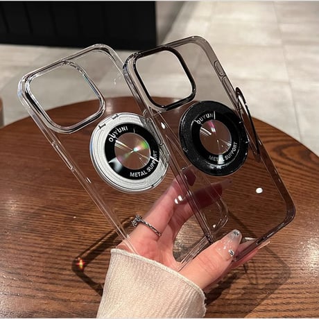 クリア iPhone15pro/15promaxケース MagSafeリングスタンド付 iPhone14pro/13/12カバー 黄ばまない 薄型 [M4127]