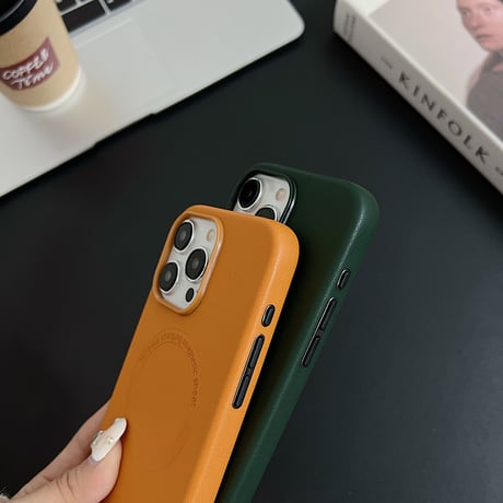 レザー MagSafe iPhone15Pro/15Promaxケース  無地シンプル 高品質 男女兼用 iPhone14/13Proカバー 高級感[M3666]
