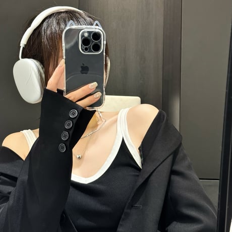 猫の耳 iPhone16/16Proケース 高透明 iPhone15Plus/14pro/SEカバー フィット感 推し活におすすめ 自由アレンジ[M5363]