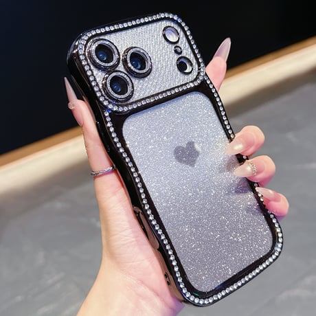 うねうねジュエリーライン iPhone17Pro/17ケース ハート柄 iPhone16/15ProMax/14ケース ラグジュアリー感 メタリックカラー レンズ保護[M6280]