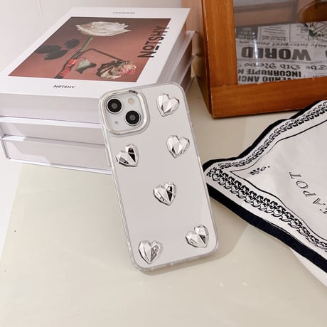 ハート 鏡 iPhone15/15proケース 頑丈 iPhone14pro/13pro/12ケース かわいい 女子力アップ 便利[M4036]