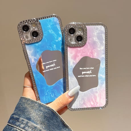 ジュエリーライン iPhone16pro/15proケース メイク鏡付 iPhone14/13promax/12カバー  おしゃれ 春夏人気アイテム [M5155]