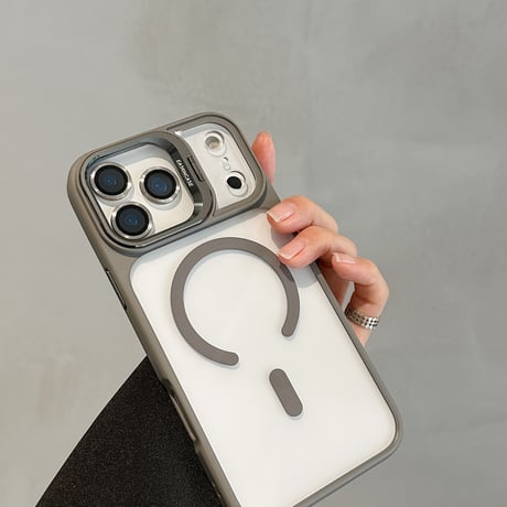 隠れ金属スタンド付 iPhone17ProMax/17ケース レンズフィルム付き iPhone17Pro/Air/16ケース MagSafe対応 高品質高級感 [M5973]