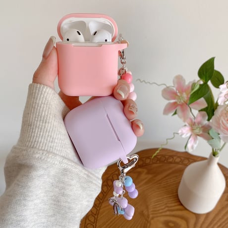 シリコン AirpodsPro3ケース  花キーホルダー付 Airpods4/3カバー pro2/Pro1ケース 充電口カバー付 可愛い 指紋防止[M6501]