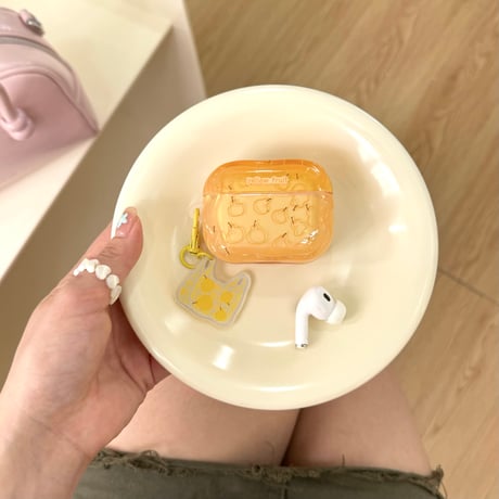 梨柄 Airpods 4ケース キーチェーン付 Airpods3/Pro2ケース airpodsproカバー  大人可愛い うねうね [M5254]