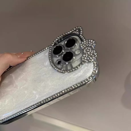 ジュエリーリボン iPhone16/16Proケース パール/ダイヤストラップ きれいめコーデ iPhone15pro/14/13/12Proカバー 女子力高い [M4907]
