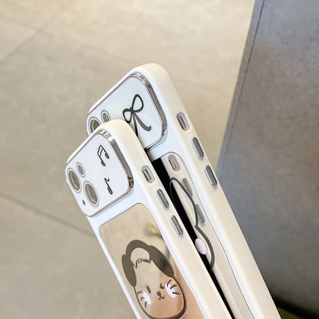 Dog/Cat 鏡 iPhone15pro/15ケース お揃い iphone14/13/12proカバー  可愛い 便利 ギフトに最適[M4375]