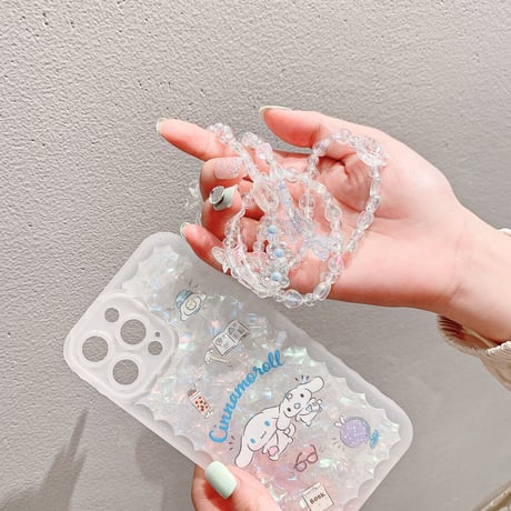 ストラップ 首かけ ローグストラップ キラキラ 手つくり 真珠 ハンドメイド おしゃれ綺麗  便利  airpods/スマホストラップ  女子力アップ  落下防止  頑丈 [M3071]