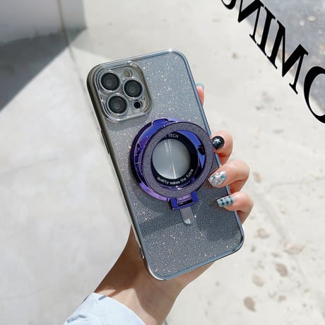 MagSafe対応 スマホリング スタンド一体 キラキラ艶感 粘着タイプ   落下防止 オシャレ ギフトにおすすめ[M3721]