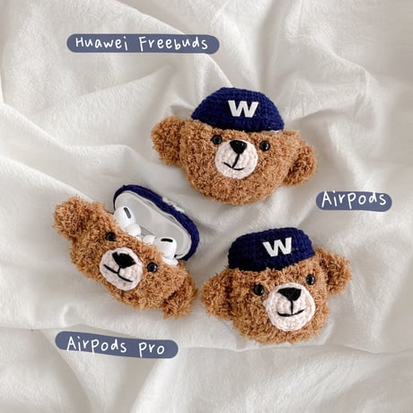 帽子をかぶる熊 airpods3ケース Bear airpodsproカバー 可愛い フワフワ 温かい 冬グッズM1230
