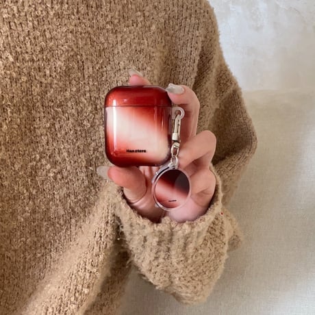 グラデーションカラー ワインレッド Airpods 4ケース ホルダー付 かわいい Airpods3/Pro2ケース airpodspro2カバー  シック ファッション[M5083]